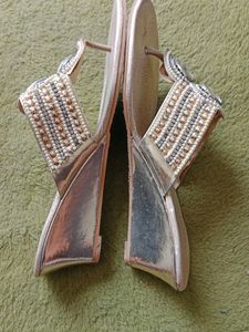Golden Stone Moti Work Sandal