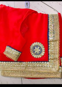 Red Beautiful Saree With Stiched Blouse