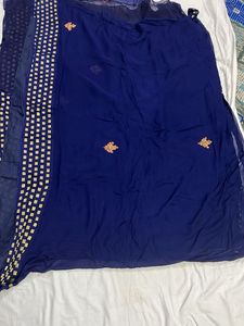 Elegant Navy Blue Saree with Embellishments