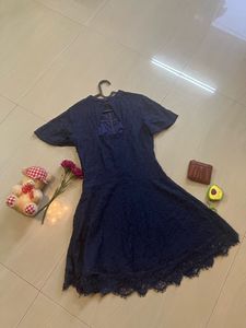 HEY!!! Blue Net Flared Dress