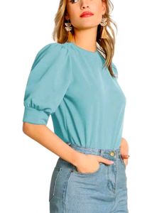 Round Neck Puff Half Sleeves Top