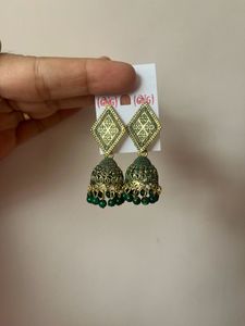 Golden Oxidised Jhumki