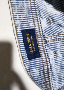 Striped Denim Shorts