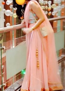 Wedding Season Pink &amp; Blue Halter Neck Lehenga