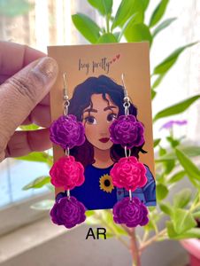 Triple Rose Dangle Earring
