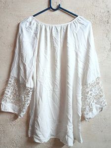 Oversized Summer Fashion Top Netted White