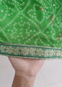 Lime Green Bandhani Saree