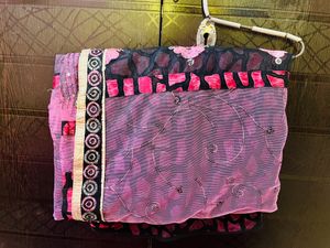 A Beautiful Pink Black Combination Floral Saree
