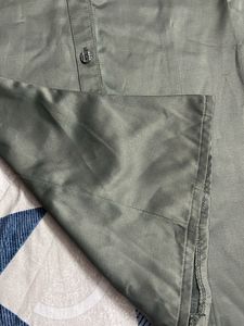 Green Button-Down Top Satin