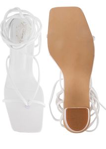 Gnist White Tie-Up Heels