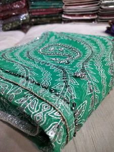 Green Sequin saree