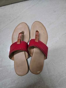 Red Scalloped Thong Sandals