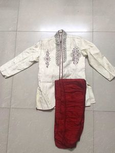 Elegant Cream and Maroon Kids' Ethnic Set