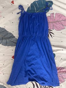 Blue Tie-Strap Mini Dress