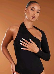 Asymmetric Black Bodysuit
