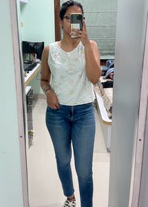 Rhinestone White Top