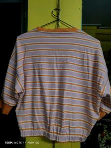 Striped Long Sleeve Crop Top