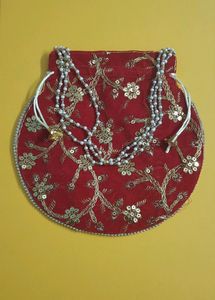 RED EMBROIDERED POTLI BAG