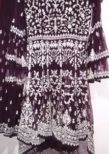Pakistani Sharara Set..Maroon Colour net Embroider
