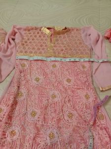 Pink  Embroidery Garara With Dupatta
