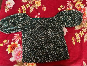 Green floral print women top