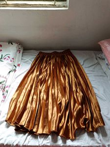 Brown Satin Long Skirt