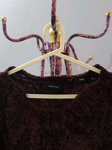Burgundy Cropped Knit Sweater