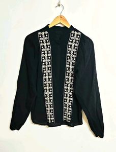 Embroidered Black Top Bust Size-38