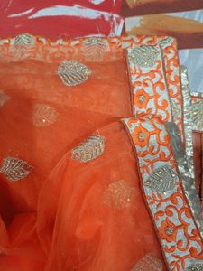 Beautiful Orange - Golden Lehanga Choli