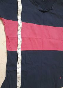 Navy Blue N Pink Strip Tshiirt Casual