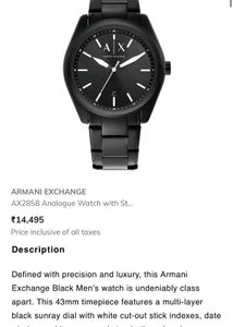 Armani Exchange Black Stainless Steel Watch