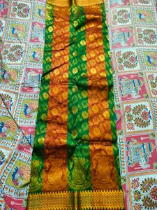 Beautiful Sequenced Brown And Green Fancy Saree