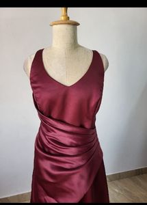Maroon satin gown
