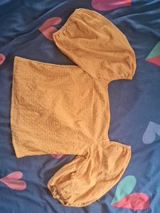 Mustard Puff Sleeve Top