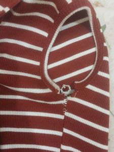 Striped Polo Crop Top