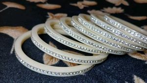 Elegant Stone-Studded Bangle Set