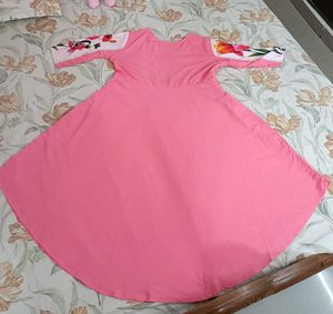 Pink Floral Printed Flated Kurta (6XL)