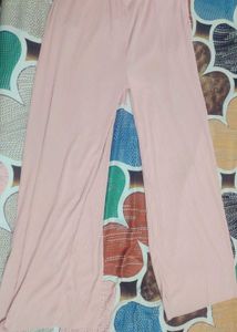 Pink Ribbed Wide Leg Pants