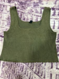 Olive Colour Crop Top