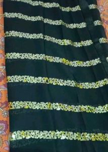 Black &amp; Gold Striped Saree