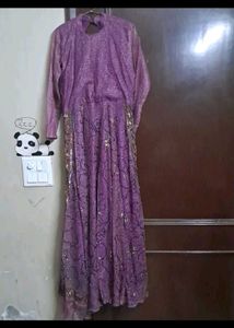 Purple Net Gown With Jacket