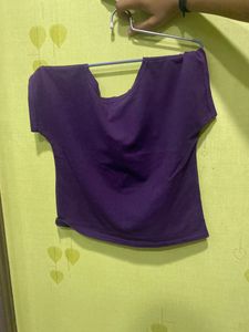 Purple Typography Crop Top
