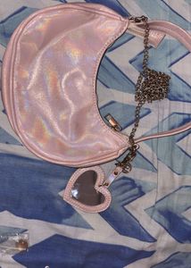 Cute Pink Handbag with Mirror Charm