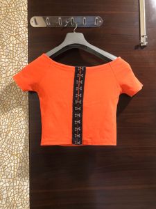 Boatneck Orange Crop Top
