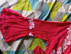 Hot Pink Embroidered Tunic Top