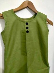 Olive Sleeveless Summer Kurti