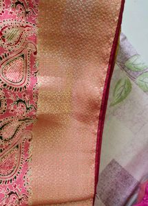 Pink Border Saree With Blouse (New)