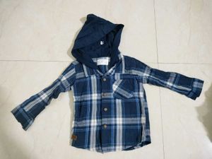 Boy Blue Shirt With Hoodie