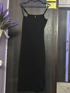 Black Spaghetti Strap Midi Dress