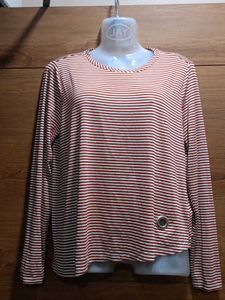 (Autograph)Rust & White Striped Casual Top
